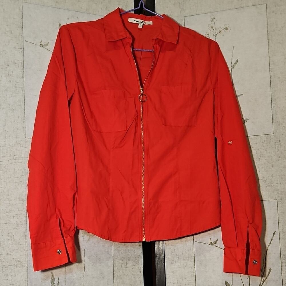 Red Zip-Up Blouse